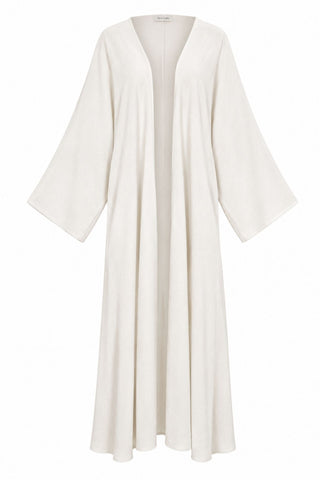 Luna Oversize Kimono-Sleeve Abaya – White
