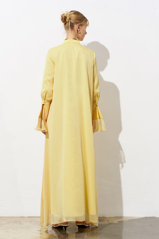 Bloom Ruffle Detail Chiffon Maxi Dress - Yellow