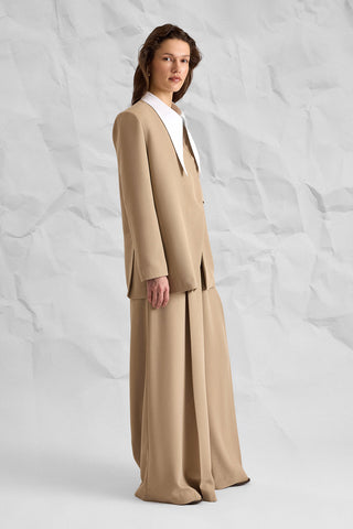 Majesté Atelier No. 09 Tailored Blazer & Wide-Leg Trouser Set - Camel