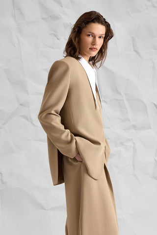 Majesté Atelier No. 09 Tailored Blazer & Wide-Leg Trouser Set - Camel