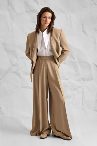 Majesté Atelier No. 09 Tailored Blazer & Wide-Leg Trouser Set - Camel