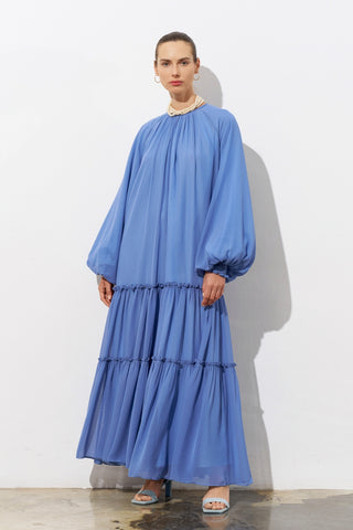 Azure Tiered Chiffon Maxi Dress - Blue