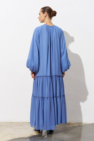 Azure Tiered Chiffon Maxi Dress - Blue