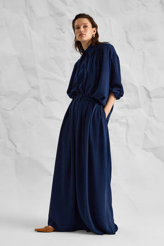 Majesté Atelier No. 10 Relaxed Shirt & Wide-Leg Trouser Set - Navy