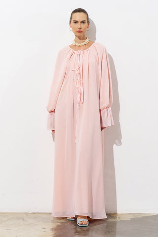 Sole Tie-Detail Chiffon Maxi Dress – Powder Pink