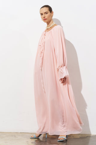 Sole Tie-Detail Chiffon Maxi Dress – Powder Pink