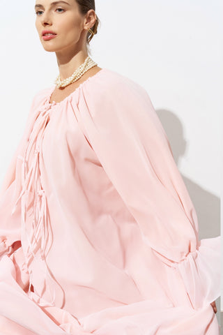 Sole Tie-Detail Chiffon Maxi Dress – Powder Pink
