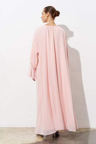 Sole Tie-Detail Chiffon Maxi Dress – Powder Pink