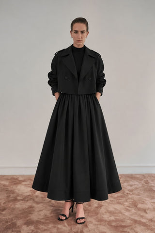 PUFFY Black Pleated Maxi Skirt