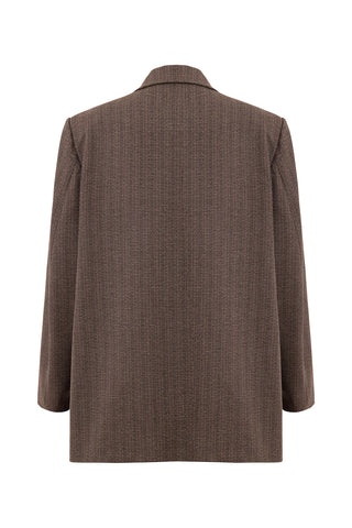 HERITAGE Chocolate Checked Oversized Blazer