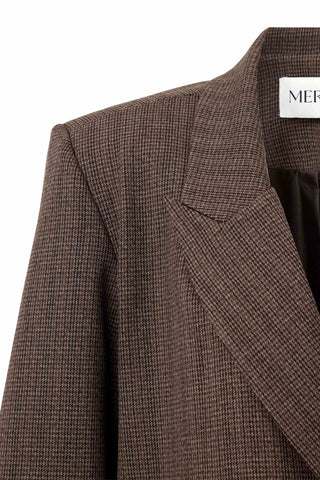 HERITAGE Chocolate Checked Oversized Blazer
