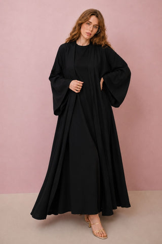 Luna Oversize Kimono-Sleeve Abaya – Black