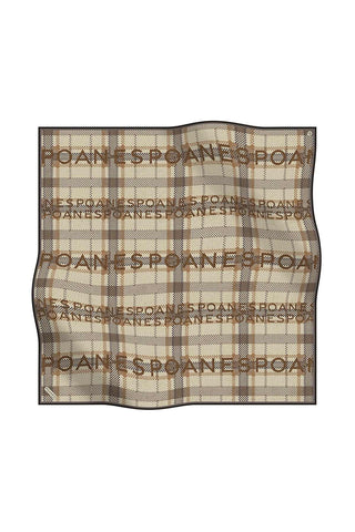 Poanes Plaid Print Twill Silk Scarf - Coffee