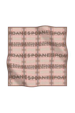 Poanes Plaid Print Twill Silk Scarf - Beige