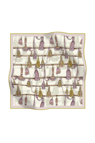 Poanes Tassel Print Twill Silk Scarf - Green