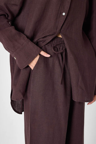 Pure Linen 100% Linen Oversize Shirt - Coffee