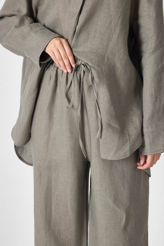 Pure Linen 100% Linen Oversize Shirt - Khaki