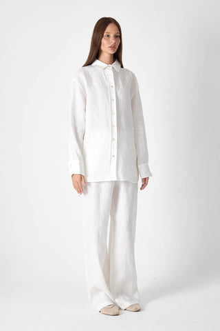 Pure Linen 100% Linen Oversize Shirt - White