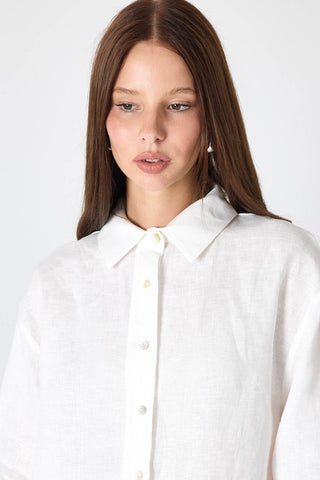 Pure Linen 100% Linen Oversize Shirt - White