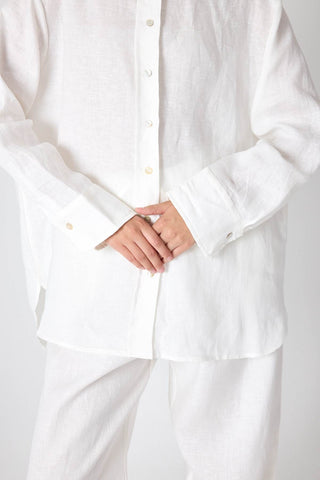 Pure Linen 100% Linen Oversize Shirt - White