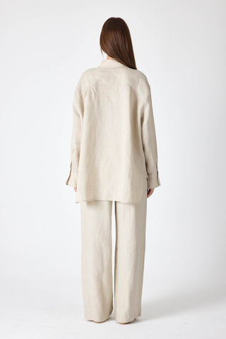 Pure Linen 100% Linen Oversize Shirt - Beige