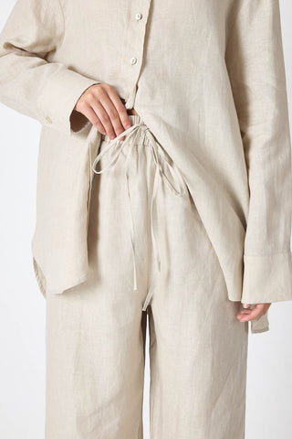 Pure Linen 100% Linen Oversize Shirt - Beige