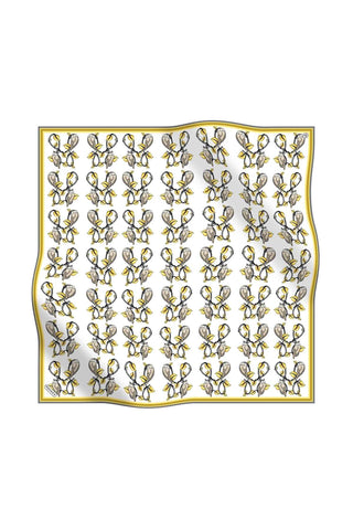 Poanes Owl Print Twill Silk Scarf - Yellow
