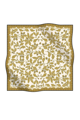 Poanes Leaf Print Twill Silk Scarf - Yellow