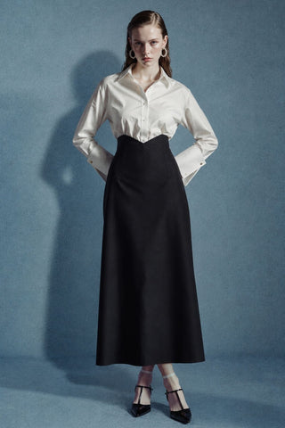 PORTIA High-Waisted Black Maxi Skirt – Made to Order