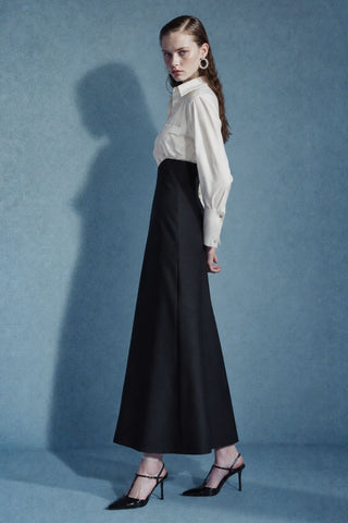PORTIA High-Waisted Black Maxi Skirt – Made to Order
