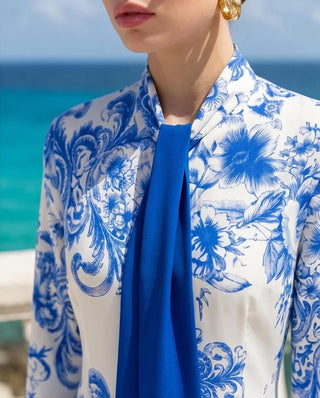 CAFTANO in seta Blu Cina