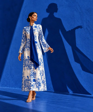 CAFTANO in seta Blu Cina