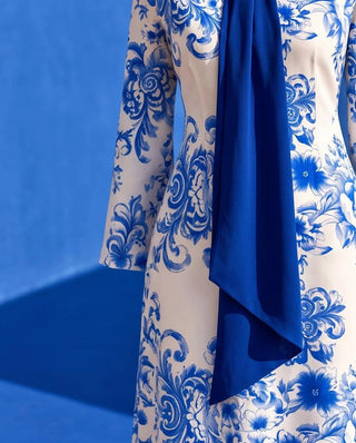 CAFTANO in seta Blu Cina