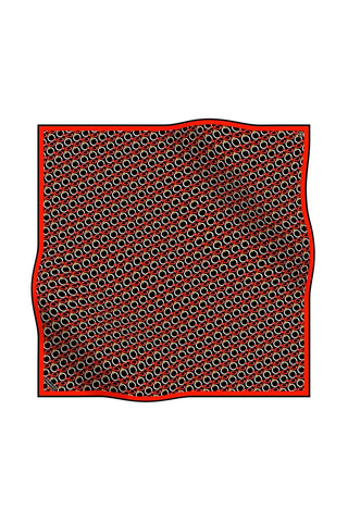 Poanes Rosette Print Twill Silk Scarf - Red