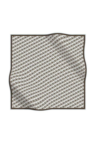 Poanes Rosette Print Twill Silk Scarf - Coffee with Milk