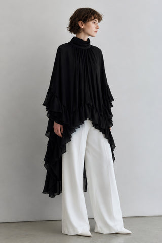 Maria Ruffle Detail Relaxed Tunic - Black