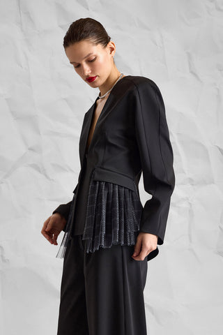 Majesté Atelier No. 11.5 Tailored Tulle Detail Jacket - Black