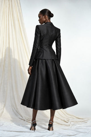 NOIR ATELIER Black Blazer & Ruffled Skirt Suit