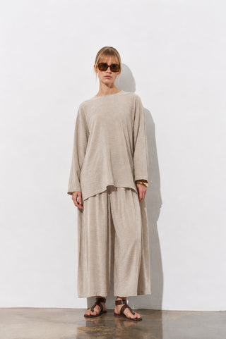 Aura Oversize Tunic & Trouser Set - Beige