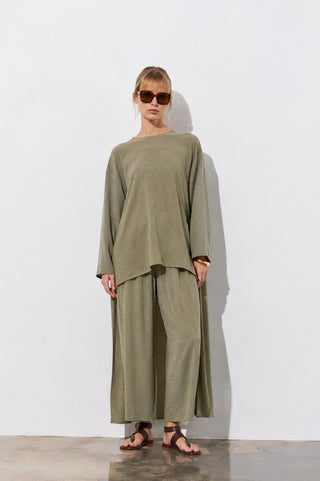 Aura Oversize Tunic & Trouser Set - Khaki