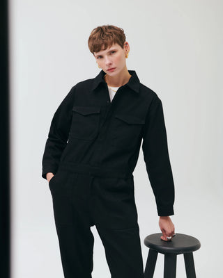 Kendra Oversize Canvas Jumpsuit – Black