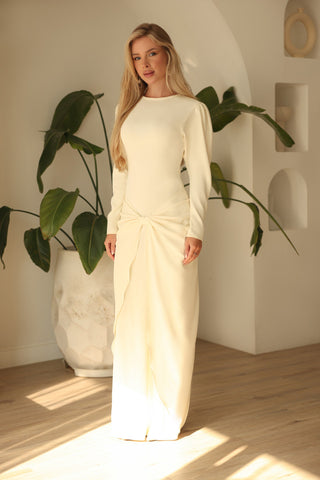 Silk Maxi Sheath Dress with Front Twist - Grace