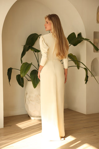 Silk Maxi Sheath Dress with Front Twist - Grace