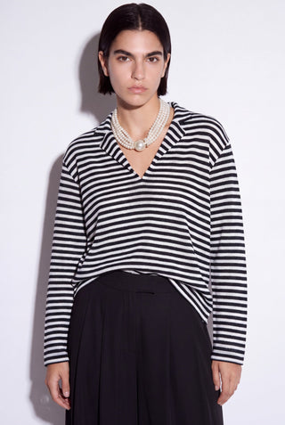 Freya Black-White Striped Blouse