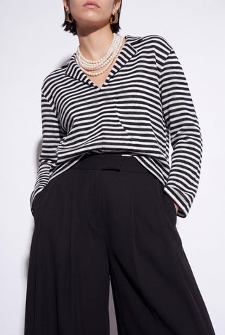 Freya Black-White Striped Blouse
