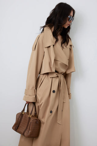 Inara Retro Trench Coat – Beige