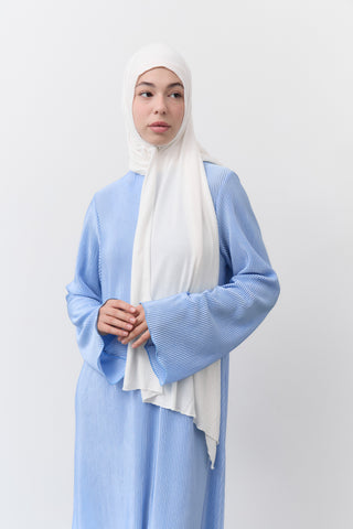 light blue modest dress Aurora White Formal Evening Modest wedding dresses, Nikkah, Graduation, Formal, Daily, Abaya Store Near Me Polyester Hem Sky Blue Pliss Modest Dress