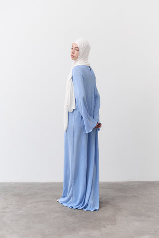 Sky Blue Plissé Modest Dress