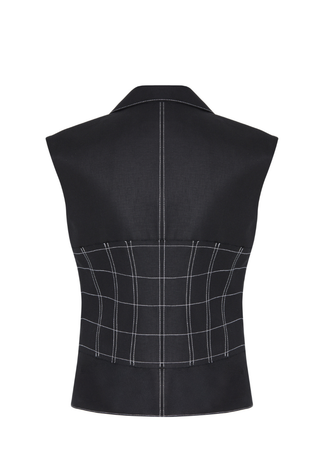Paloma Embroidered Corset Detail 100% Linen Vest Premium