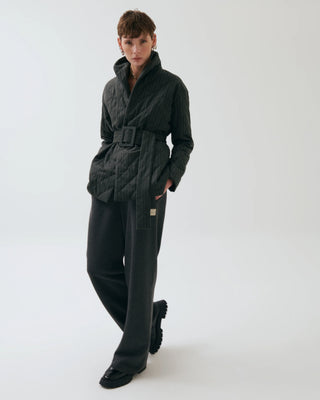 Berta Belted Quilted Wool Jacket – Black